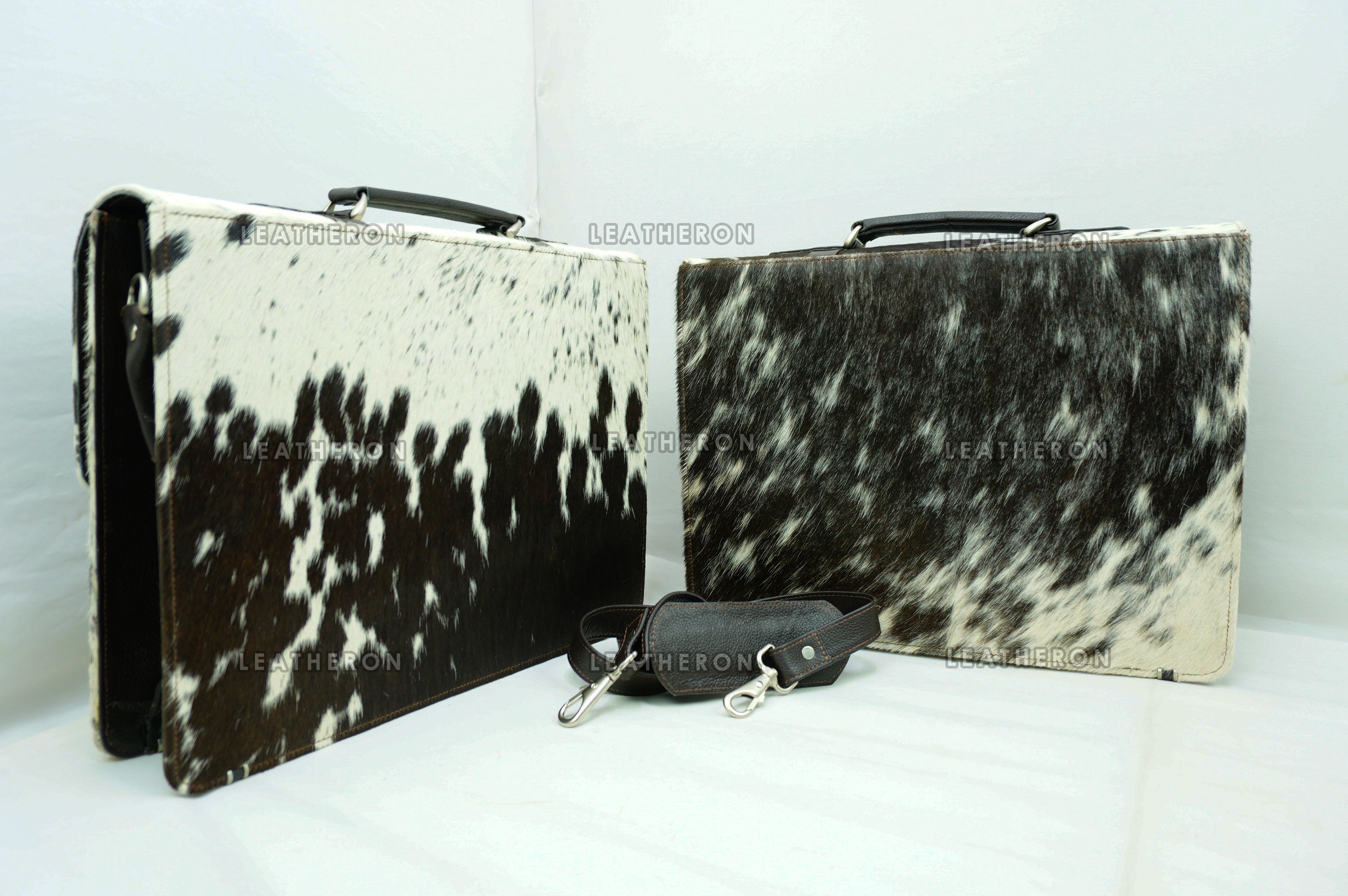 Cowhide Leather Office Bag Natural Cowhide Laptop Bag Hair On Leather Briefcase Real Cowhide Documents Bag Cowhide File Bag | OB10