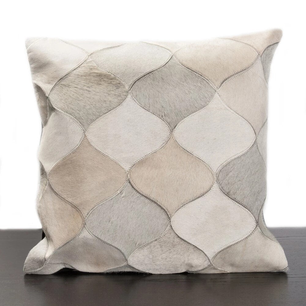 Cowhide Patchwork Pillow Covers Natural Cowhide Pillow Cases 100% Real Hair on Leather Patchwork Cushion Covers