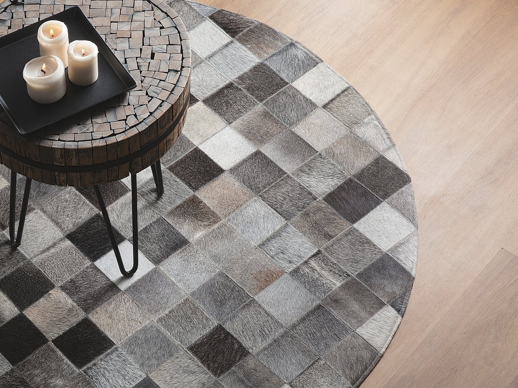 HANDMADE 100% Natural Patchwork Cowhide Area RUG | Hair on Leather Cowhide Carpet | PR98