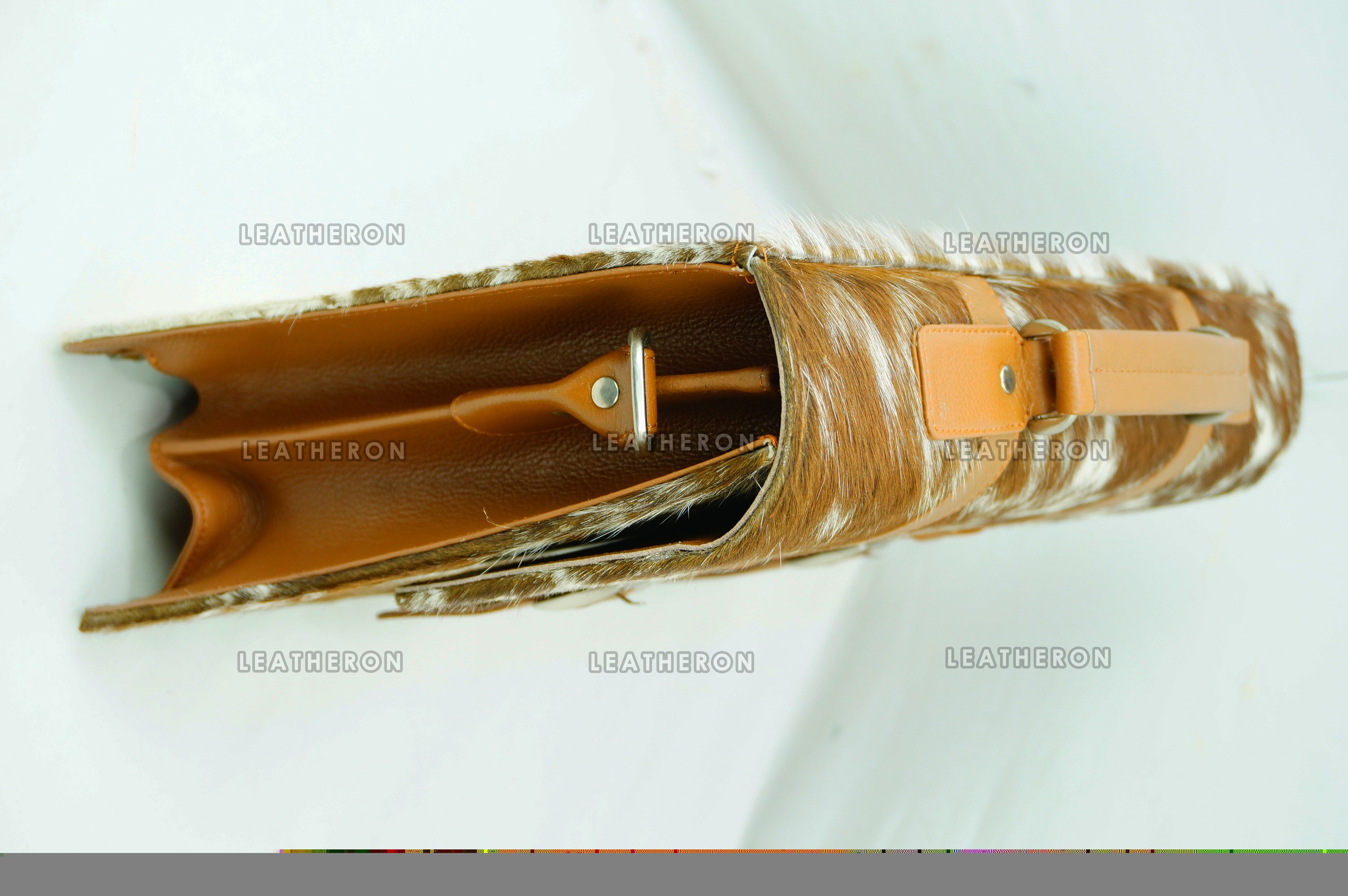 Cowhide Leather Office Bag Natural Cowhide Laptop Bag Hair On Leather Briefcase Real Cowhide Documents Bag Cowhide File Bag | OB12