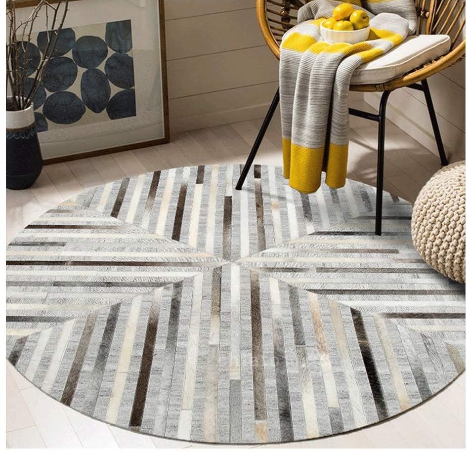 HANDMADE Natural Cowhide Patchwork Rug for Living Areas | Hair on Leather Cowhide Carpet | PR520