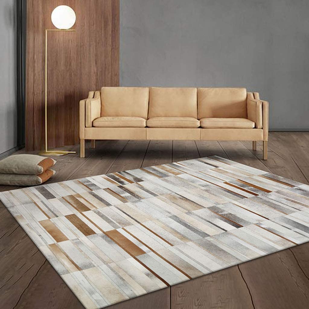 HANDMADE 100% Natural COWHIDE RUG | Genuine Leather Patchwork Carpet for Luxurious Living | PR177