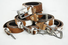 Load image into Gallery viewer, Genuine COWHIDE Belts with Full Grain Leather Backside | Unisex 100% Natural Cow hide Belts | Hair on Leather Belts
