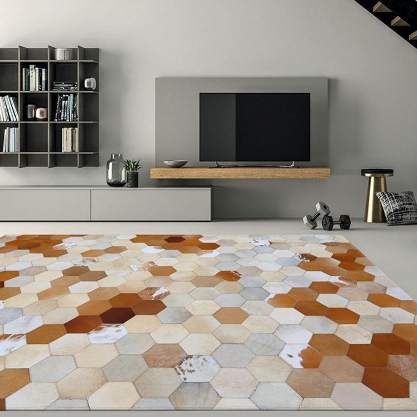 HANDMADE 100% Natural COWHIDE RUG | Patchwork Cowhide Area Rug | Real Cowhide Hallway Runner | Hair on Leather Cowhide Carpet | PR51