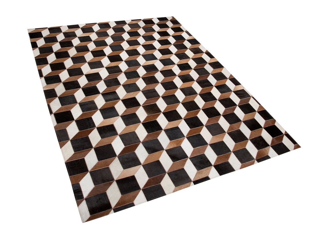 HANDMADE 100% Natural COWHIDE RUG | Patchwork Cowhide Area Rug | Real Cowhide Hallway Runner | Hair on Leather Cowhide Carpet | PR69