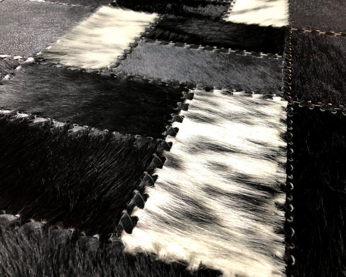 HANDMADE 100% Natural COWHIDE RUG | Patchwork Cowhide Area Rug | Real Cowhide Hallway Runner | Hair on Leather Cowhide Carpet | PR61