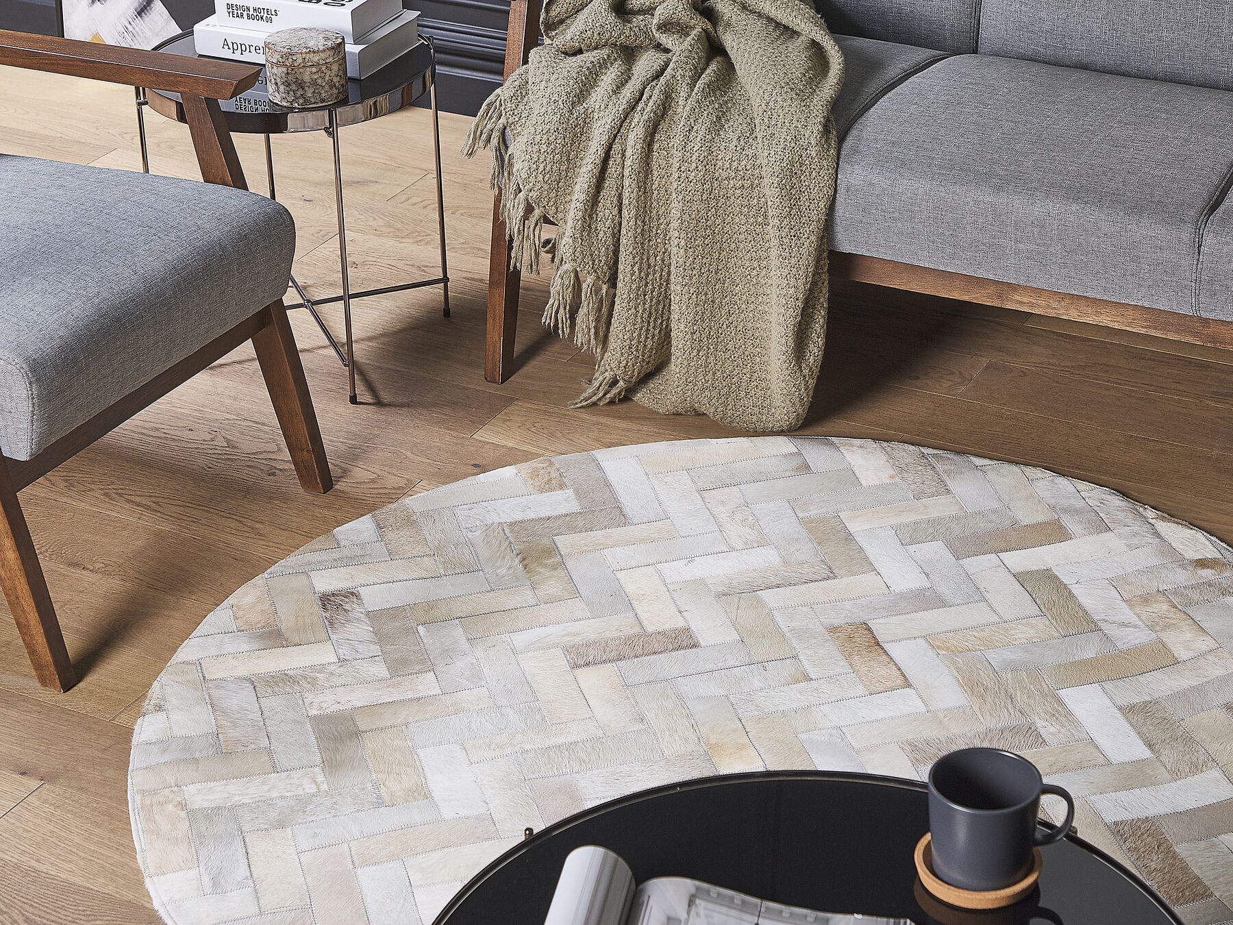 HANDMADE 100% Natural Patchwork Cowhide Area Rug | Hair on Leather Cowhide Carpet | PR79