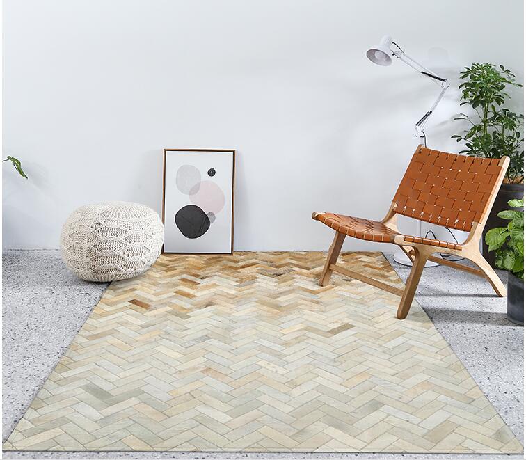 HANDMADE 100% Natural COWHIDE RUG | Patchwork Cowhide Area Rug | Real Cowhide Hallway Runner | Hair on Leather Cowhide Carpet | PR39