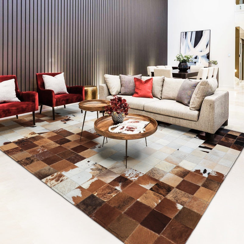 HANDMADE 100% Natural COWHIDE RUG | Patchwork Cowhide Area Rug | Real Cowhide Hallway Runner | Hair on Leather Cowhide Carpet | PR40