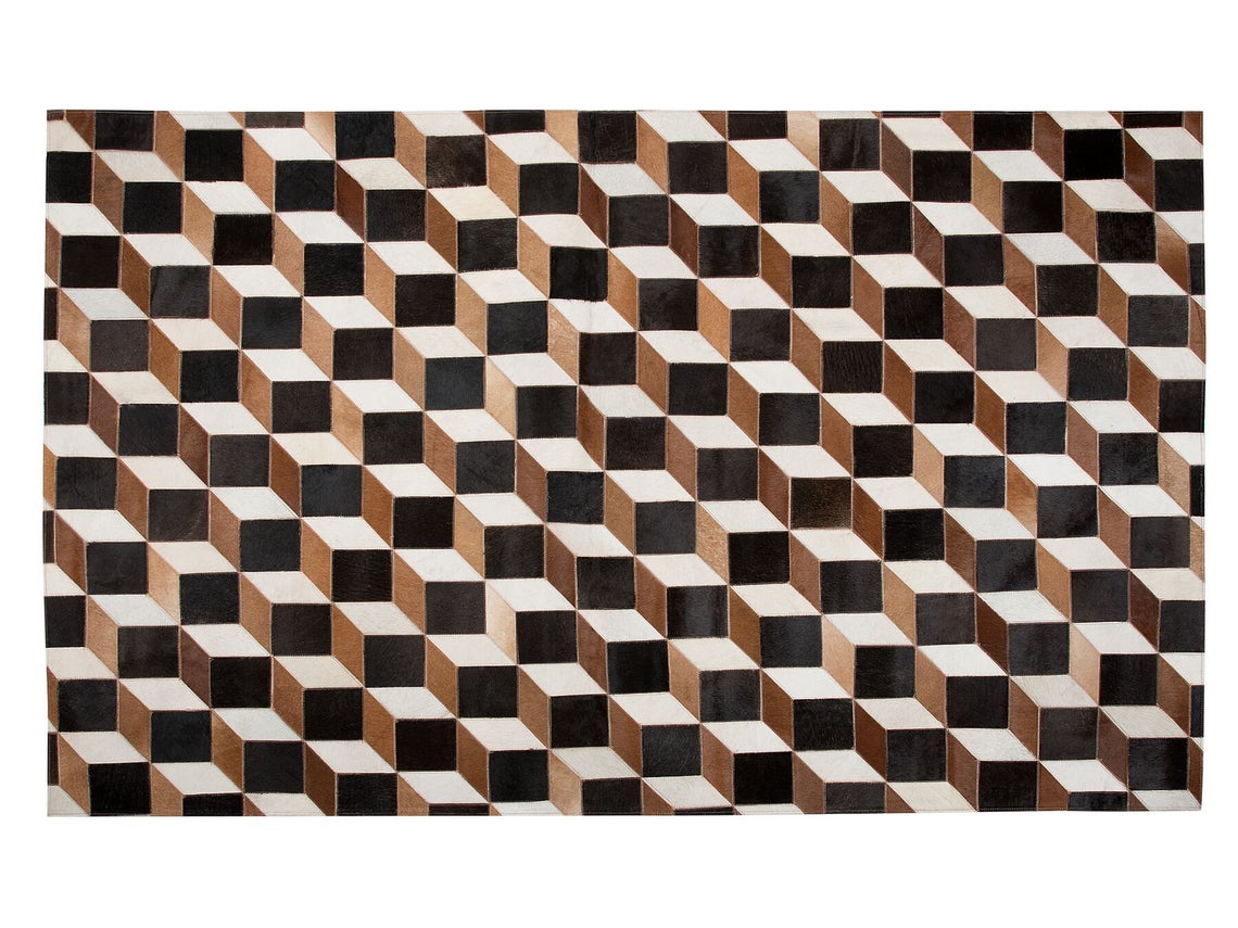 HANDMADE 100% Natural COWHIDE RUG | Patchwork Cowhide Area Rug | Real Cowhide Hallway Runner | Hair on Leather Cowhide Carpet | PR69