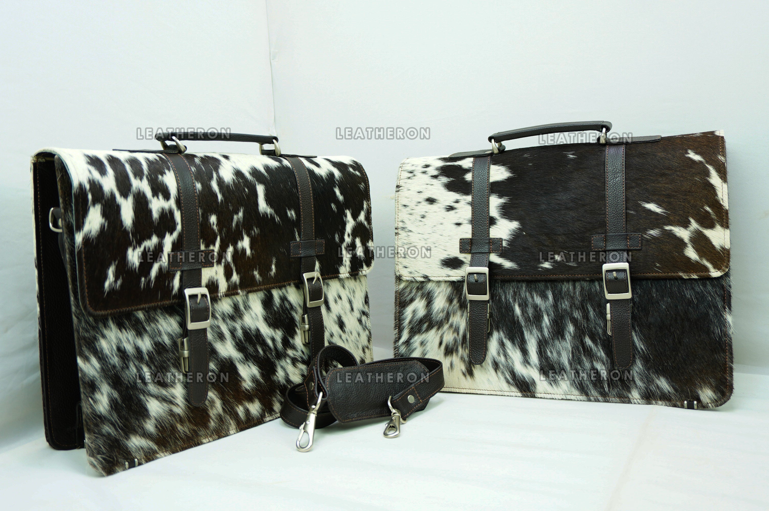 Cowhide Leather Office Bag Natural Cowhide Laptop Bag Hair On Leather Briefcase Real Cowhide Documents Bag Cowhide File Bag | OB10