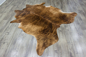 XLarge ( 6.5 ft X 6.3 ft ), Brazilian Brindle COWHIDE Rug Hair-on Leather Area Rug - Exact as Photo