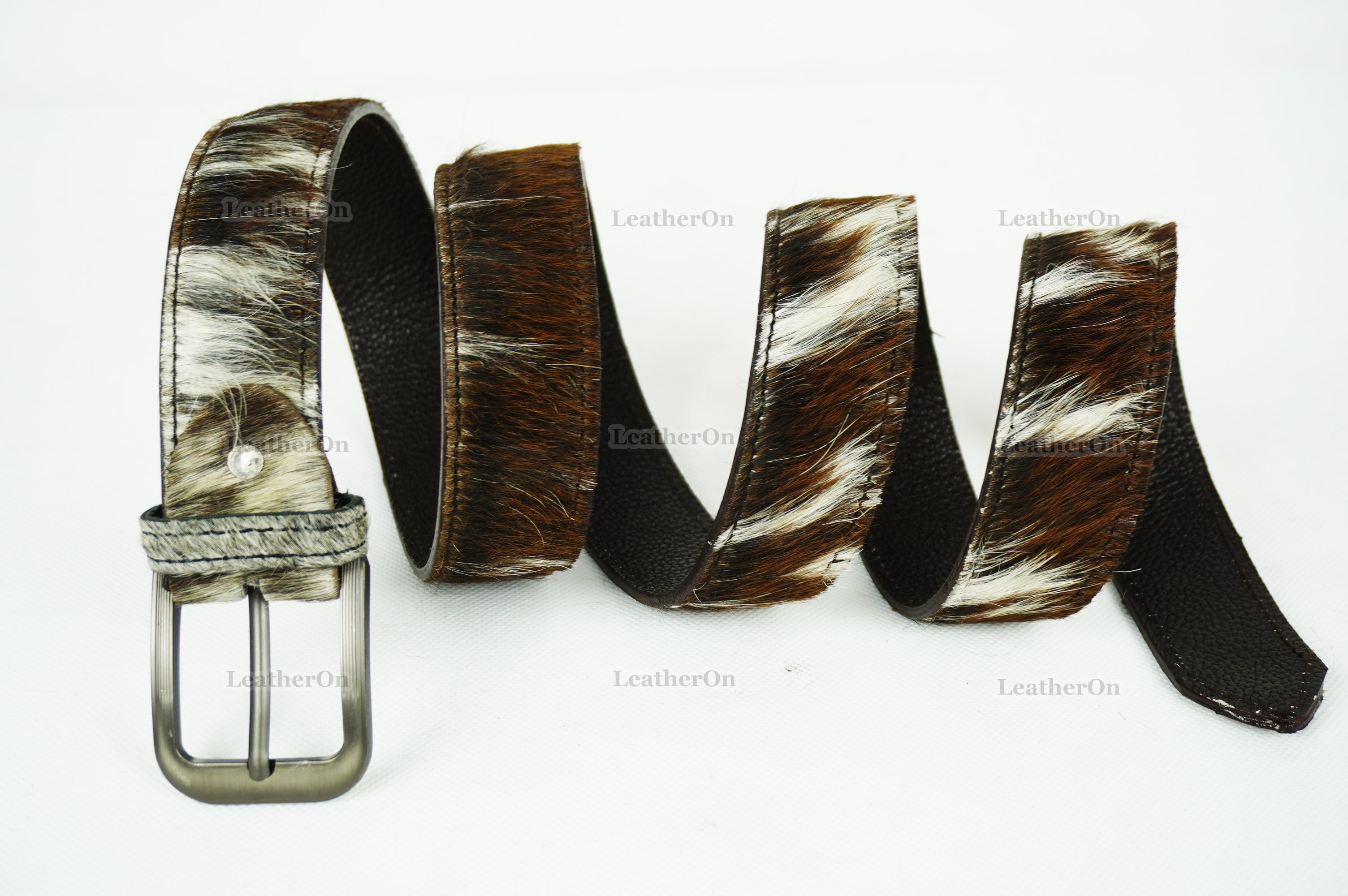 Genuine COWHIDE BELTS with Full Grain Leather Backside | Unisex 100% Natural Cow hide Belts | REAL Hair on Leather Belts | BLT12