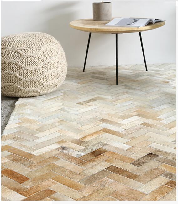 HANDMADE 100% Natural COWHIDE RUG | Patchwork Cowhide Area Rug | Real Cowhide Hallway Runner | Hair on Leather Cowhide Carpet | PR39