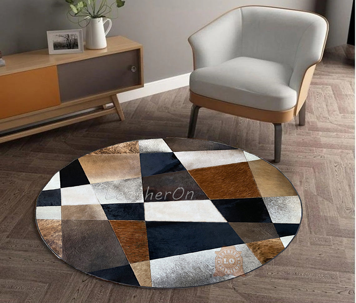 HANDMADE 100% Natural COWHIDE RUG | Patchwork Cowhide Area Rug | Hair on Leather Cowhide Carpet | PR601