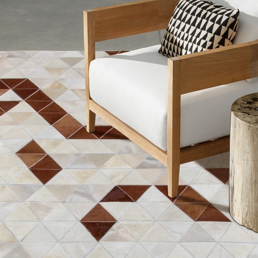 HANDMADE 100% Natural COWHIDE RUG | Patchwork Cowhide Area Rug | Real Cowhide Hallway Runner | Hair on Leather Cowhide Carpet | PR31