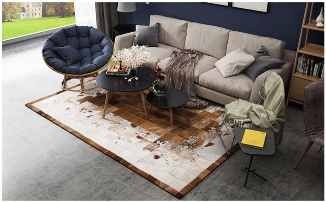 HANDMADE 100% Natural COWHIDE RUG | Patchwork Cowhide Area Rug | Real Cowhide Hallway Runner | Hair on Leather Cowhide Carpet | PR30