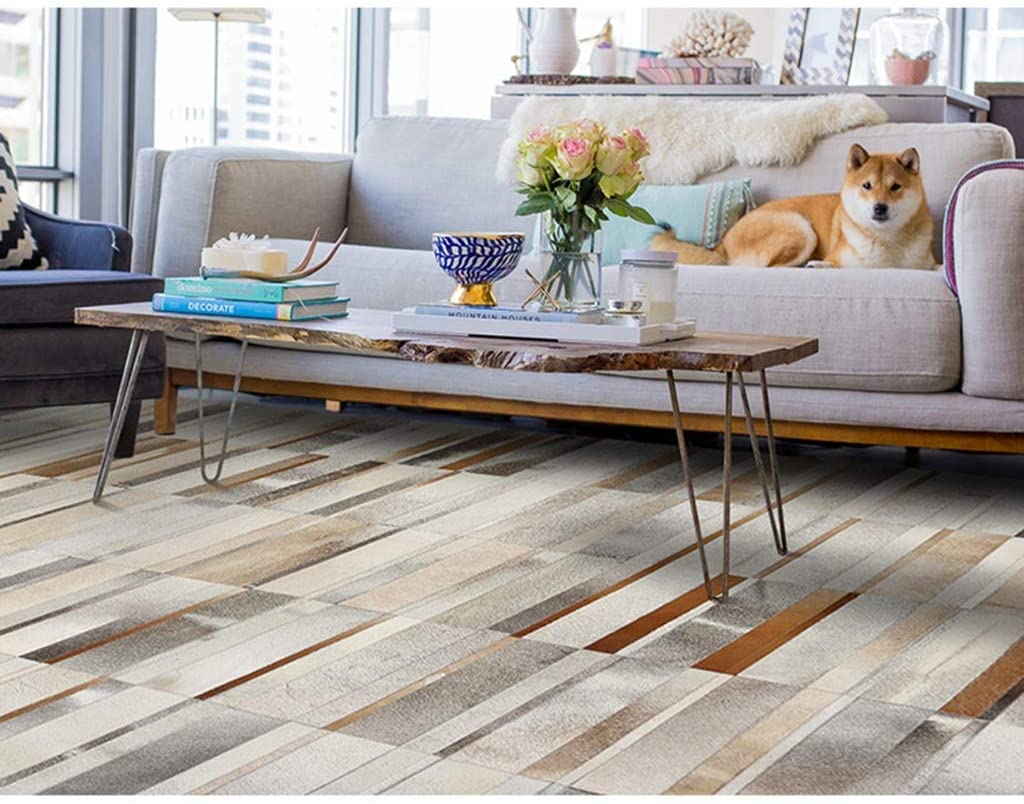 HANDMADE 100% Natural COWHIDE RUG | Genuine Leather Patchwork Carpet for Luxurious Living | PR177