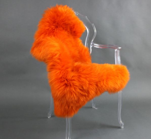 Genuine Australian Orange SHEEPSKIN Rug ( 3 x 2 ft. approx. ) 100% Natural Real Sheepskin Fur Area Rug
