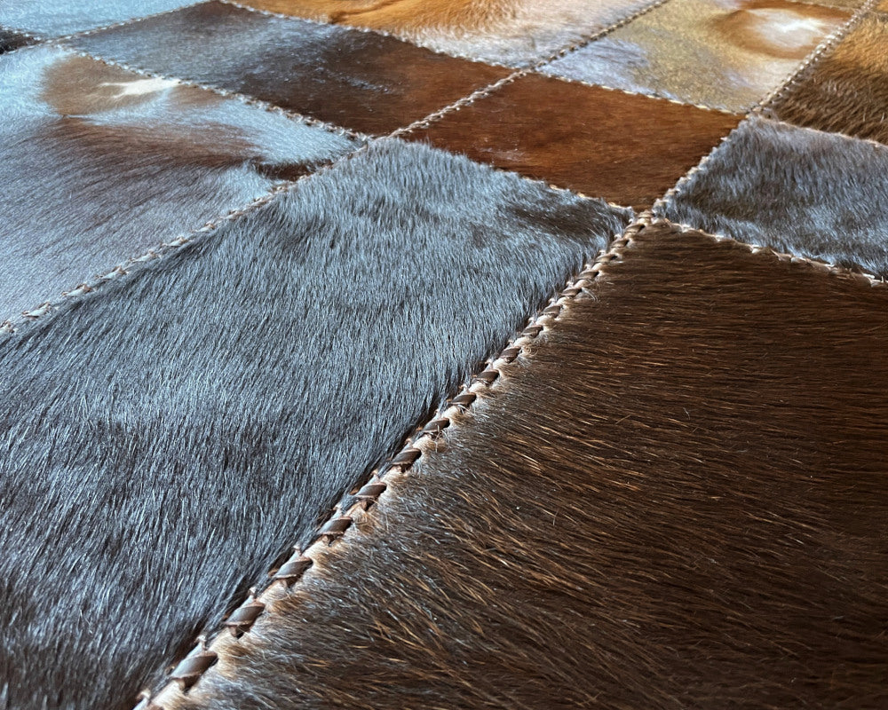 COWHIDE Patchwork Carpet For Interior/Home/Office Decor | Leather Floor Area Rug and Runner for Hallway Entryway | PR186
