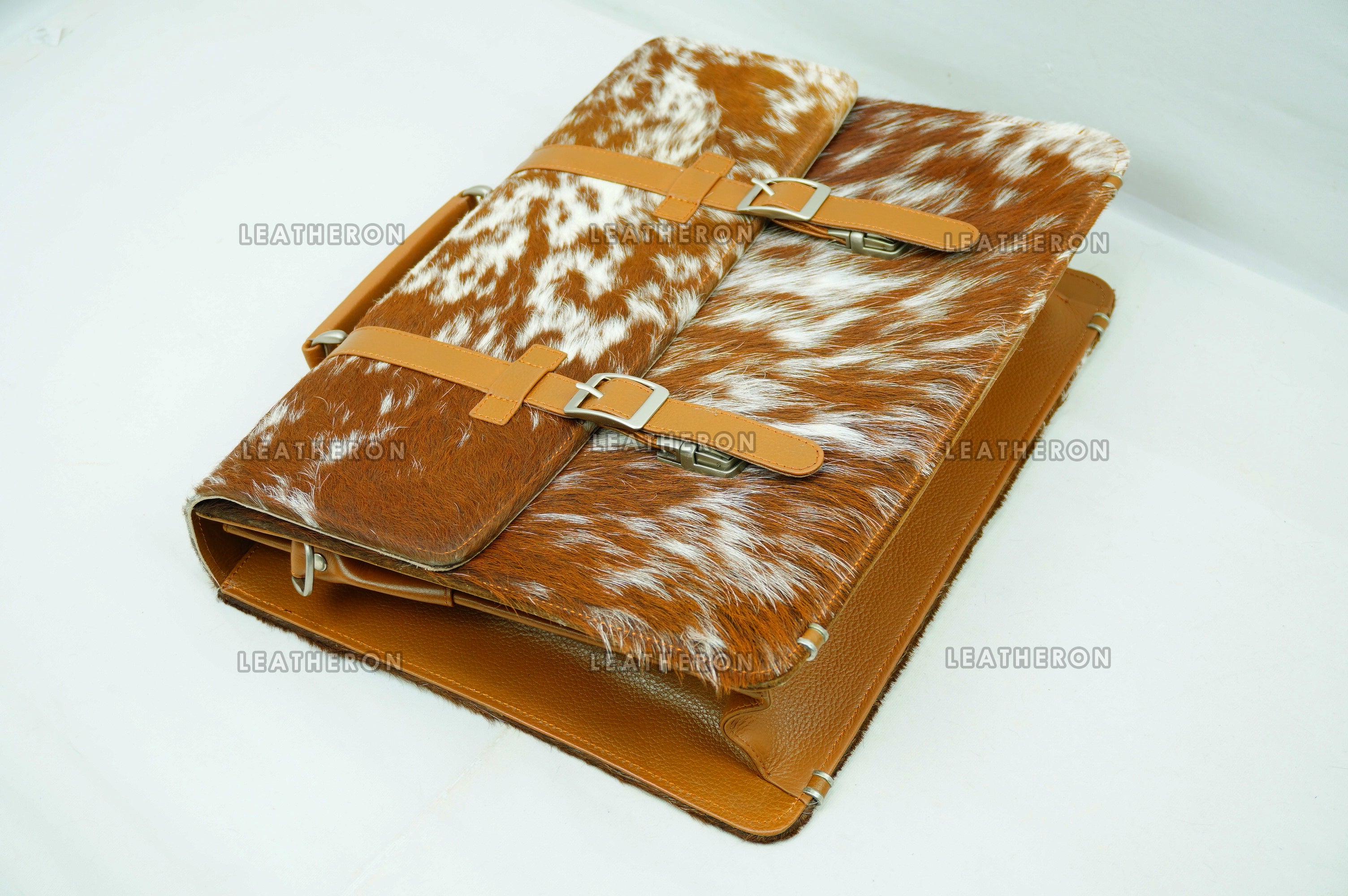 Cowhide Leather Office Bag Natural Cowhide Laptop Bag Hair On Leather Briefcase Real Cowhide Documents Bag Cowhide File Bag | OB12