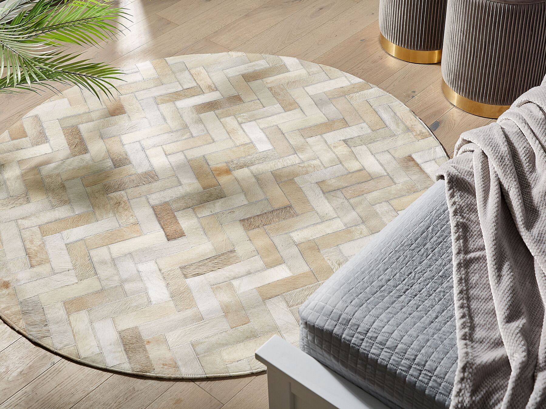 HANDMADE 100% Natural Patchwork Cowhide Area Rug | Hair on Leather Cowhide Carpet | PR79