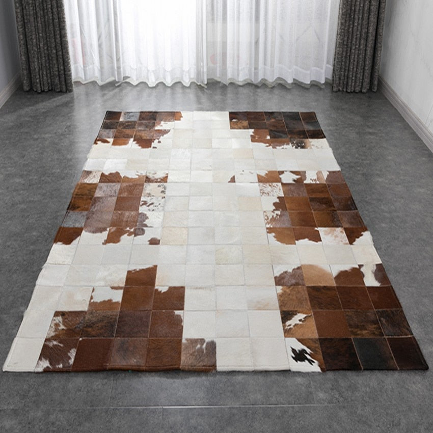 HANDMADE 100% Natural COWHIDE RUG | Patchwork Cowhide Area Rug | Real Cowhide Hallway Runner | Hair on Leather Cowhide Carpet | PR40