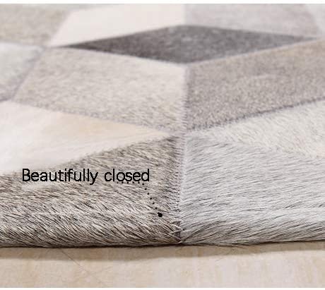 Leather Luxury: Genuine Cowhide Patchwork Area Rug | Hair on Leather Cowhide Carpet | PR110