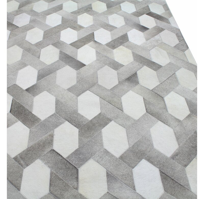 Handcrafted Cowhide Patchwork Rug: 100% Natural, Real Leather | Hallway Runner | Hair on Leather Carpet | PR179