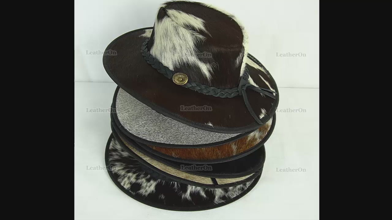 Cowboy Hat | Natural Cowhide Hat | Real Hair on Leather Hat | Western Cowboy Hat | Camel Cowboy Hat | Handmade Cow Skin Hat | Cowgirl hat | HAT3