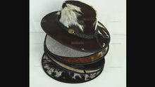 Charger et lire la vidéo dans la visionneuse de galerie, Cowboy Hat | Natural Cowhide Hat | Real Hair on Leather Hat | Western Cowboy Hat | Camel Cowboy Hat | Handmade Cow Skin Hat | Cowgirl hat | HAT3
