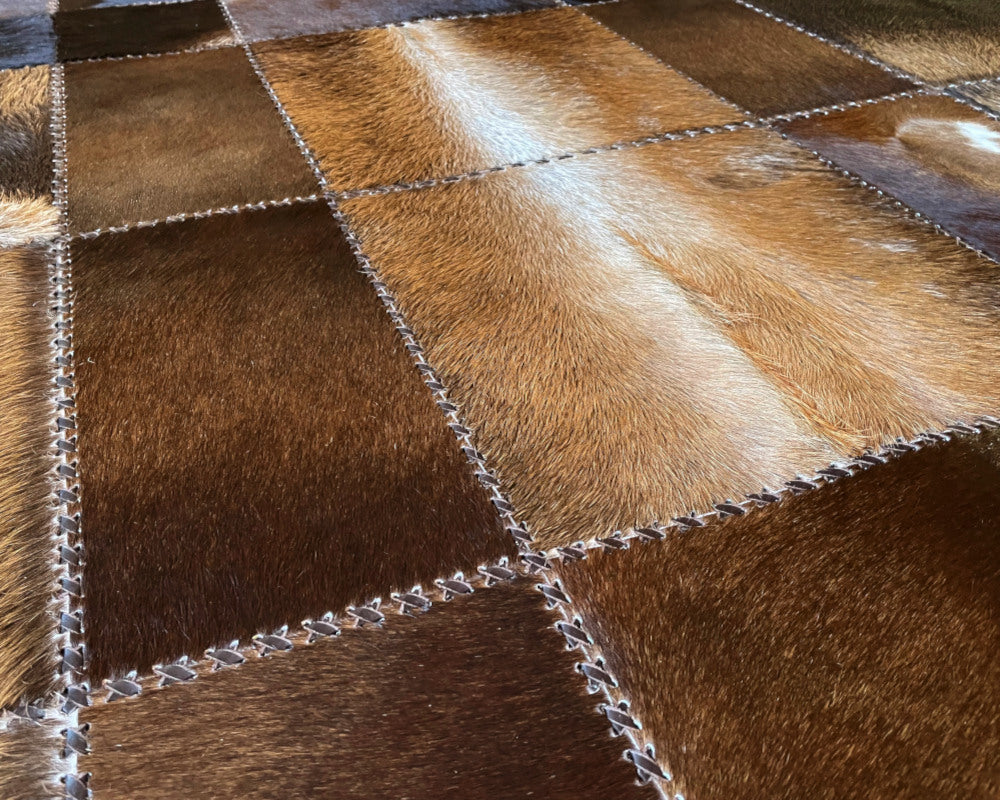 COWHIDE Patchwork Carpet For Interior/Home/Office Decor | Leather Floor Area Rug and Runner for Hallway Entryway | PR186
