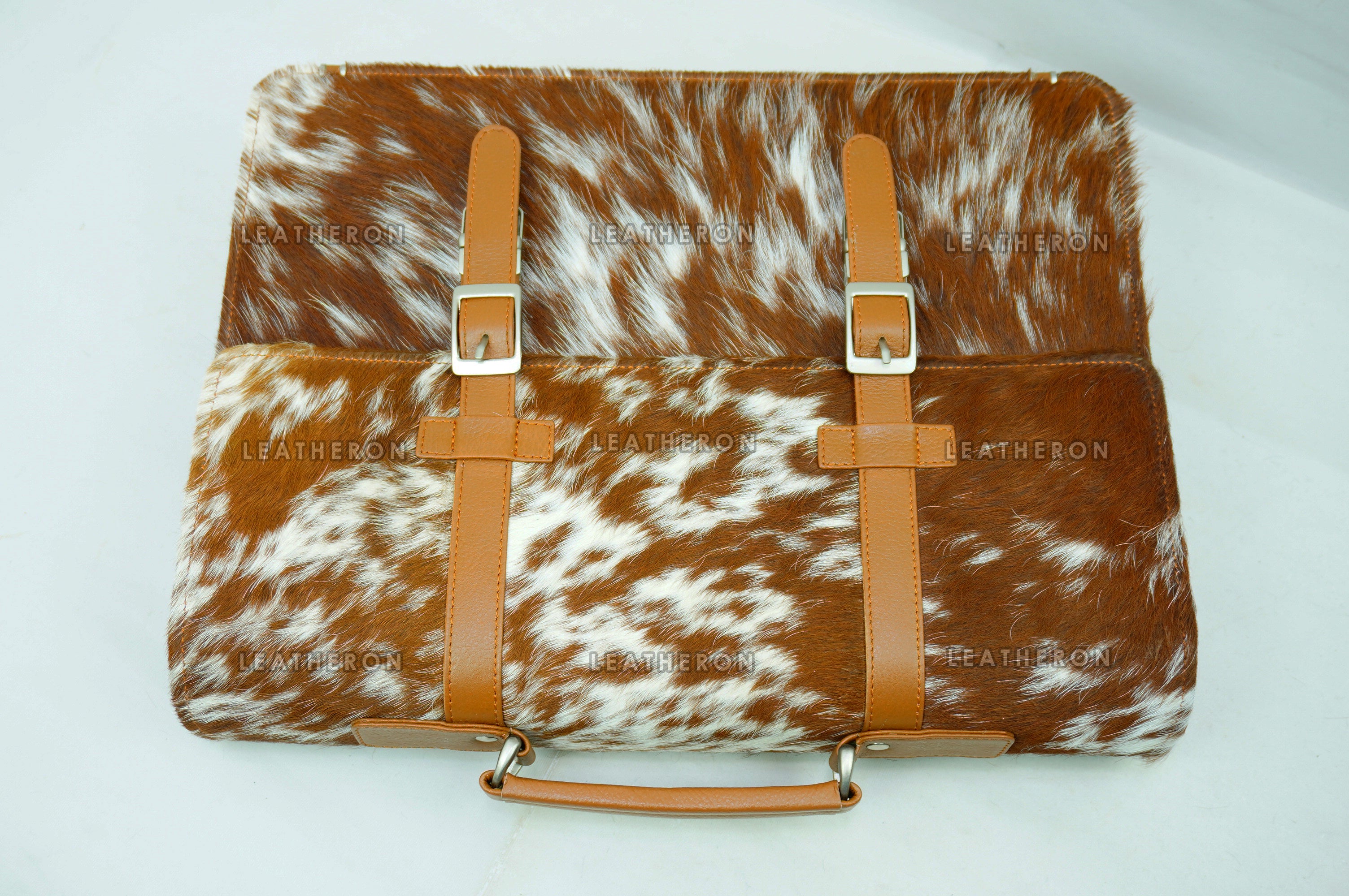 Cowhide Leather Office Bag Natural Cowhide Laptop Bag Hair On Leather Briefcase Real Cowhide Documents Bag Cowhide File Bag | OB12