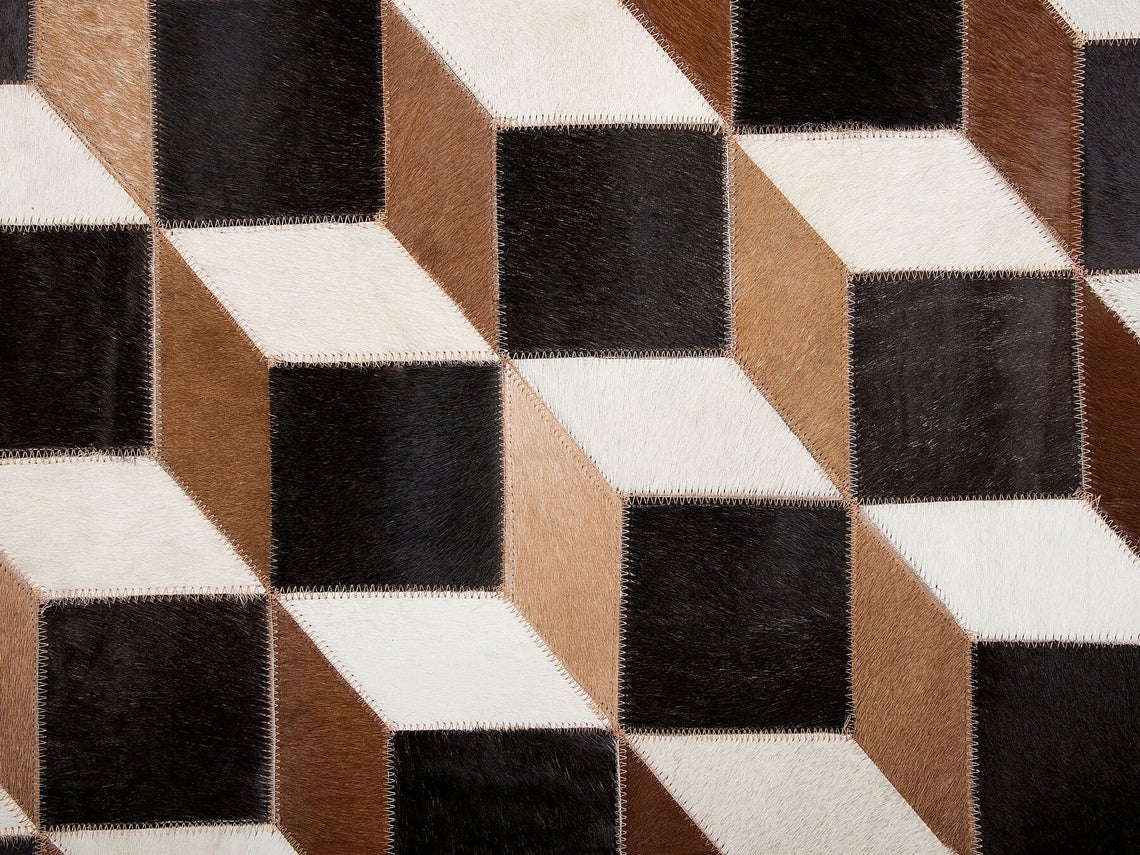 HANDMADE 100% Natural COWHIDE RUG | Patchwork Cowhide Area Rug | Real Cowhide Hallway Runner | Hair on Leather Cowhide Carpet | PR69