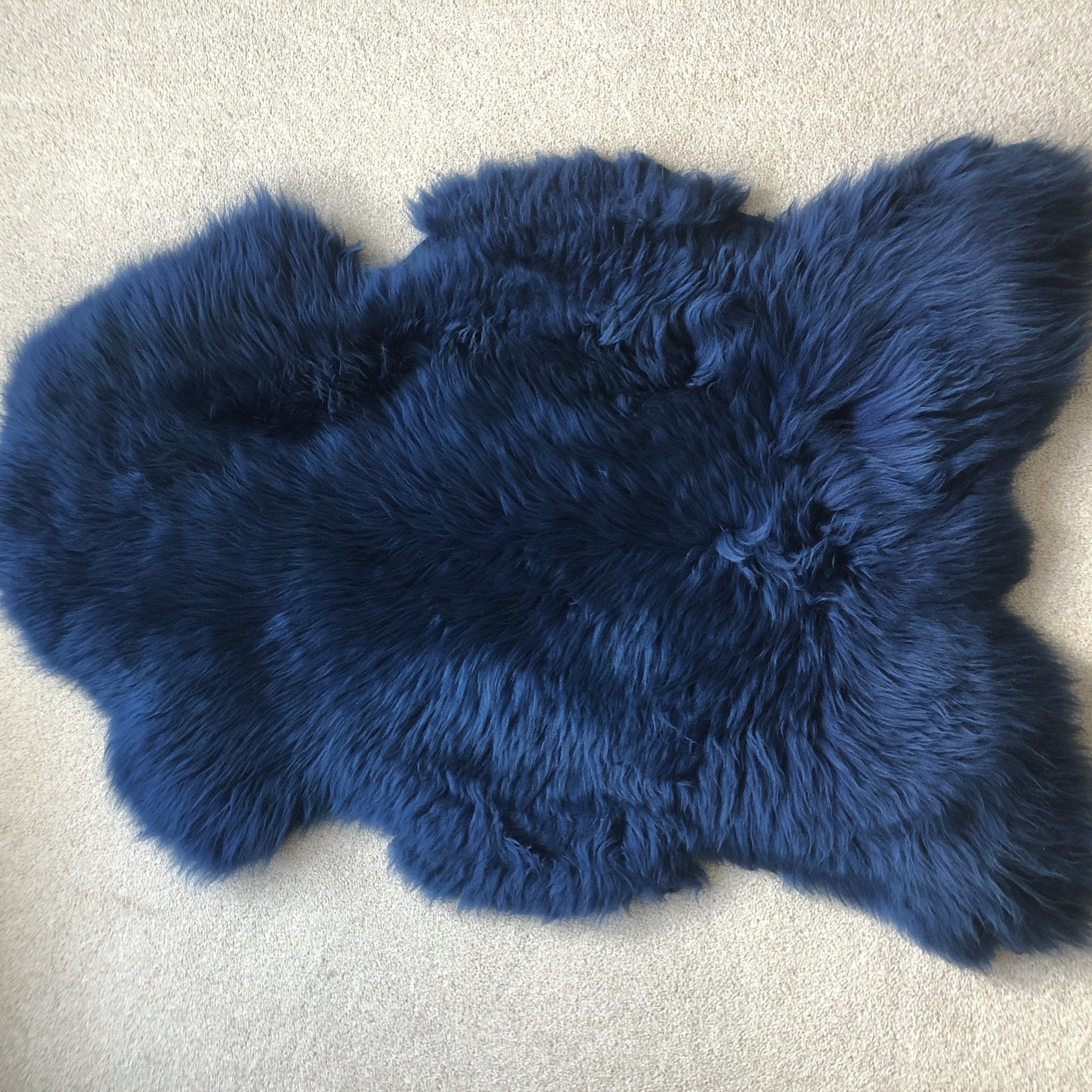 Genuine Australian NAVY BLUE SHEEPSKIN Rug 100% Natural Real Sheepskin Fur Area Rug (3 x 2 ft. approx.)