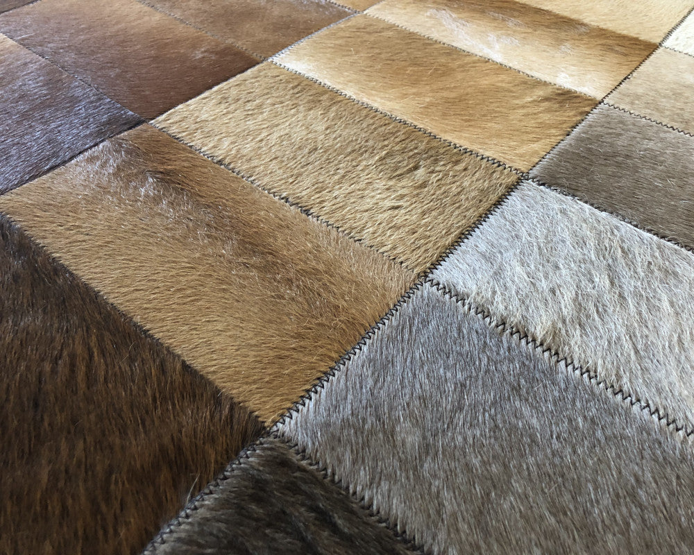 HANDMADE 100% Natural COWHIDE Leather RUG | Patchwork Cowhide Area Rug | Real Cowhide Hallway Runner | Hair on Leather Carpet | PR176