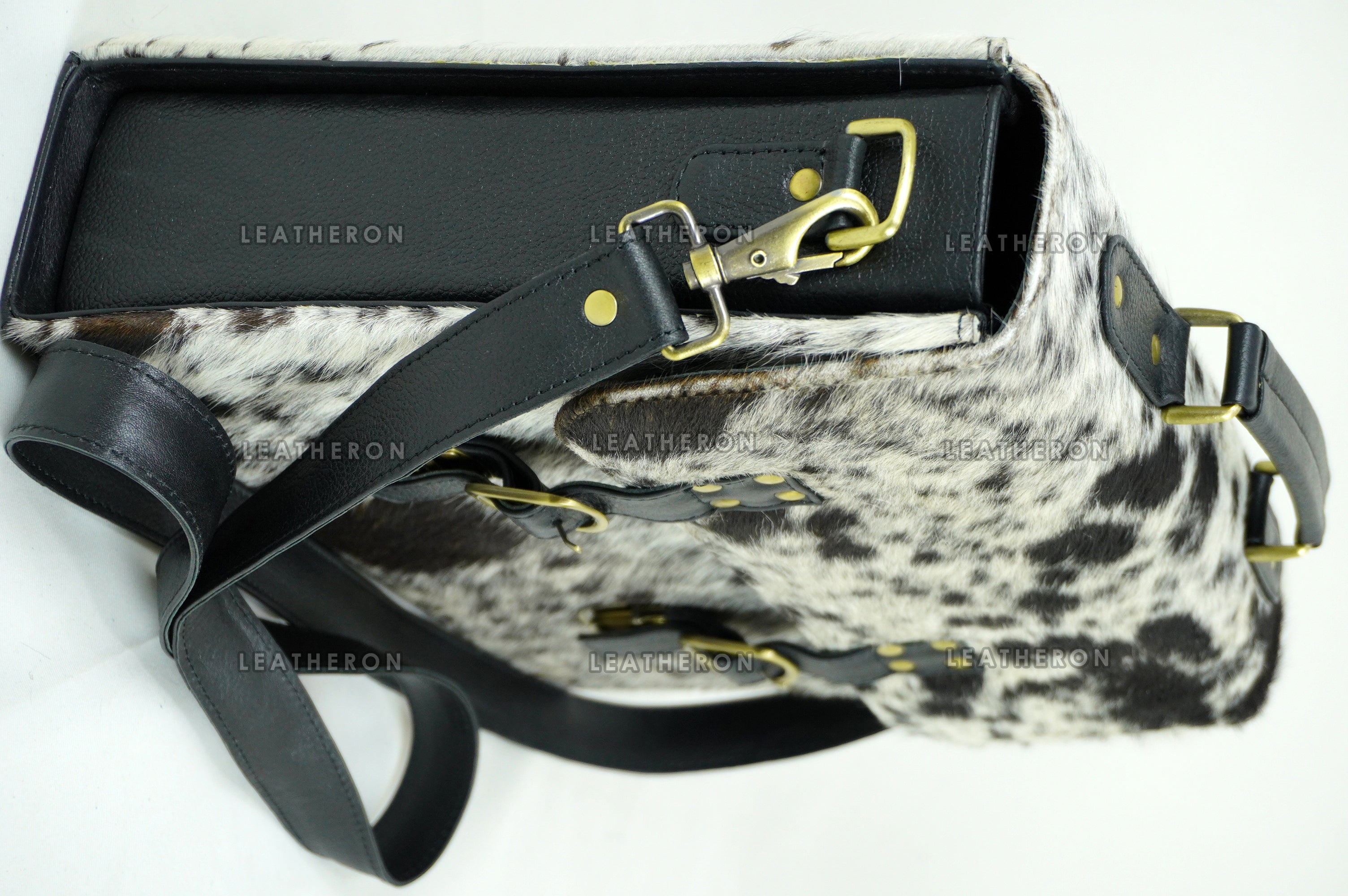 Cowhide Leather Office Bag Real Hair on Cowhide Leather File Bag Natural Cow Skin Laptop Bag | OB2
