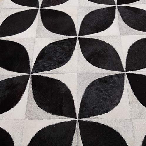 Leather Luxury: Genuine Cowhide Patchwork Area Rug | Hair on Leather Cowhide Carpet | PR110