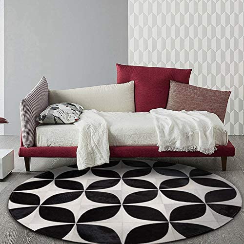 Leather Luxury: Genuine Cowhide Patchwork Area Rug | Hair on Leather Cowhide Carpet | PR110