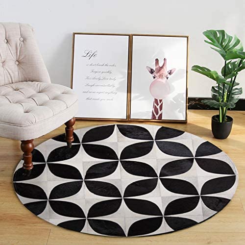 Leather Luxury: Genuine Cowhide Patchwork Area Rug | Hair on Leather Cowhide Carpet | PR110
