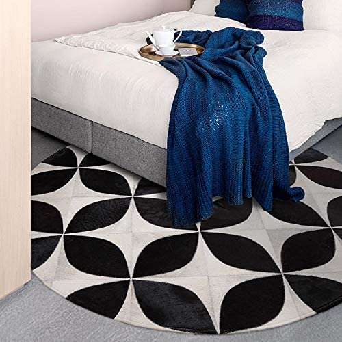 Leather Luxury: Genuine Cowhide Patchwork Area Rug | Hair on Leather Cowhide Carpet | PR110