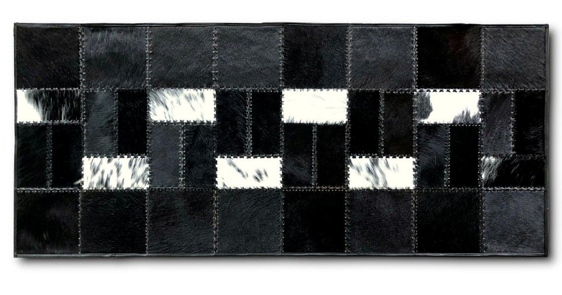 HANDMADE 100% Natural COWHIDE RUG | Patchwork Cowhide Area Rug | Real Cowhide Hallway Runner | Hair on Leather Cowhide Carpet | PR61