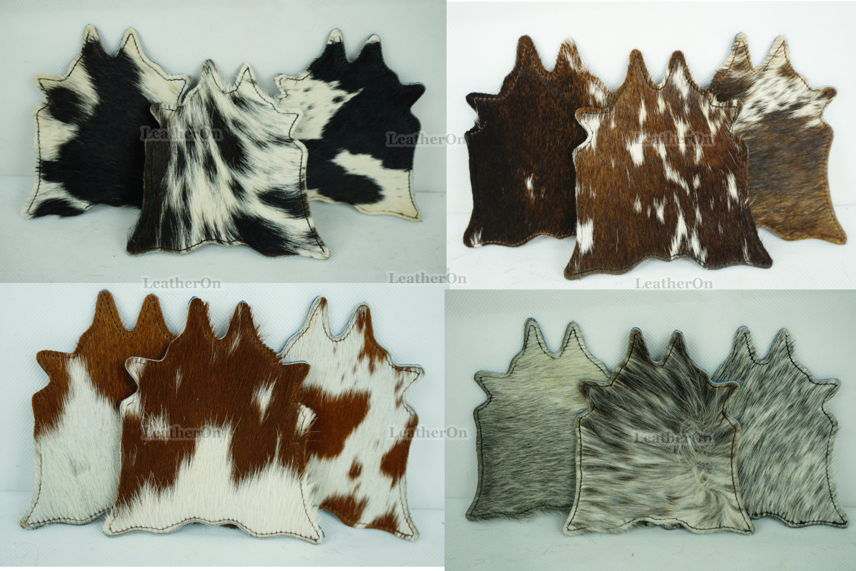 Cowhide Tea Coasters | Real Hair-on-Leather Tea Coasters | Handmade Natural Cow Skin Tea Coasters