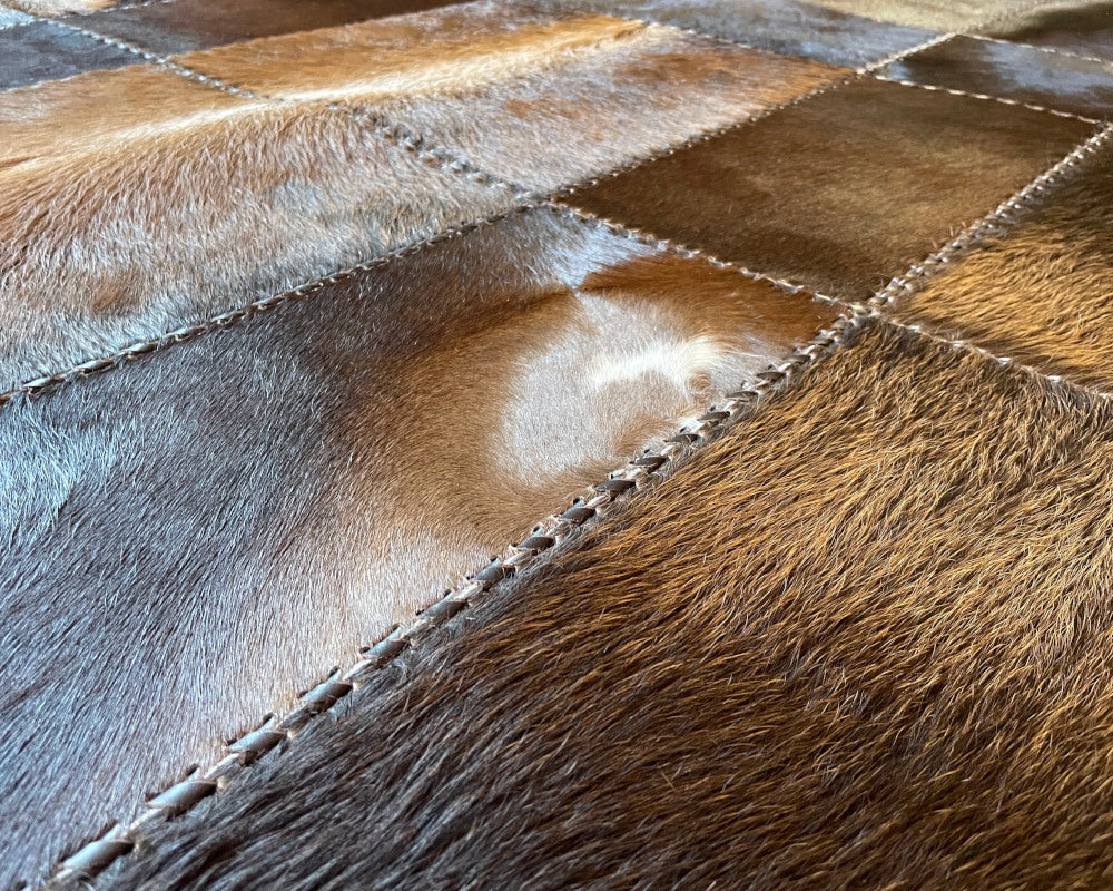 COWHIDE Patchwork Carpet For Interior/Home/Office Decor | Leather Floor Area Rug and Runner for Hallway Entryway | PR186