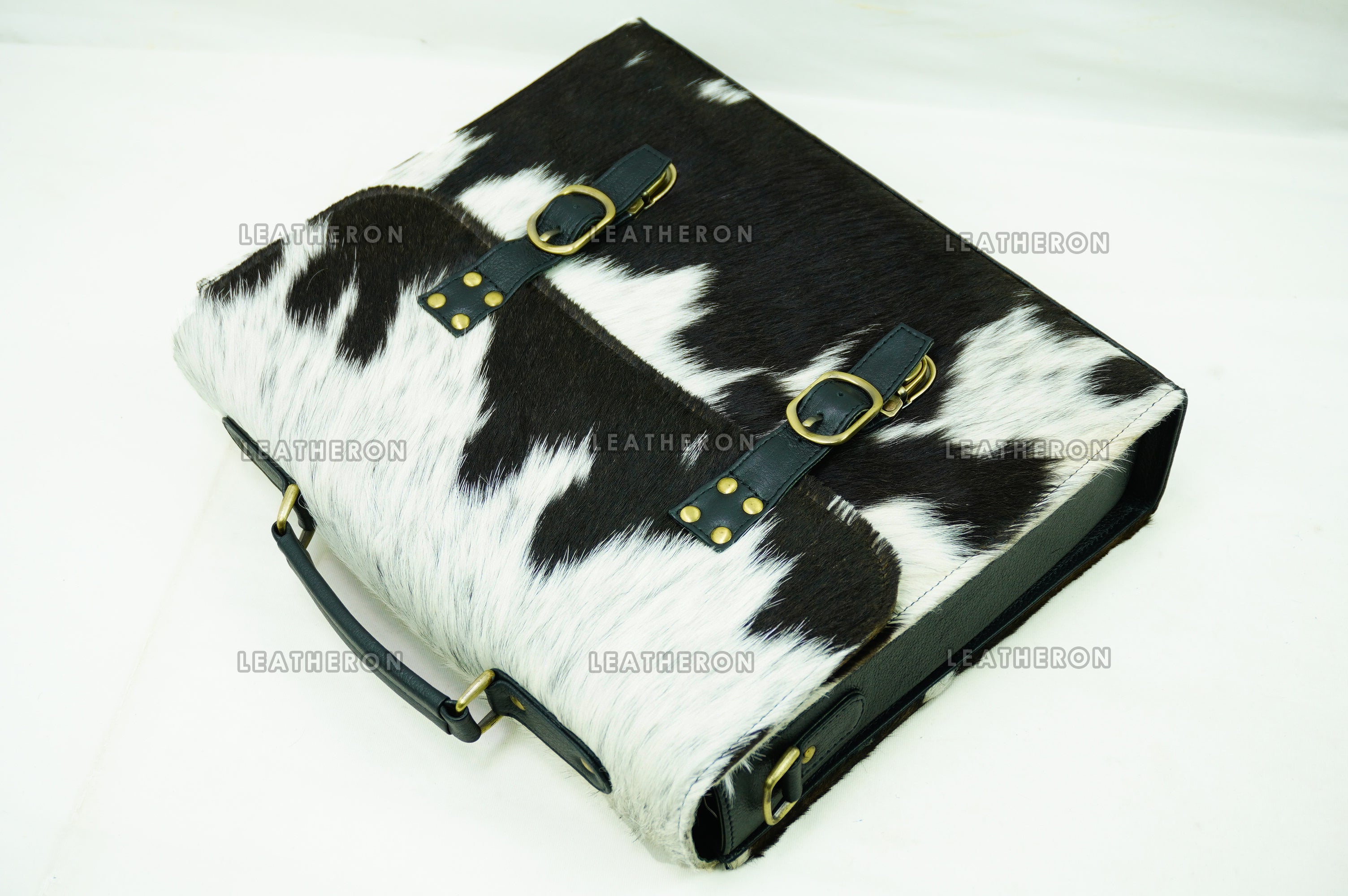 Cowhide Leather Office Bag Natural Cowhide Laptop Bag Hair On Leather Briefcase Real Cowhide Documents Bag Cowhide File Bag | OB4