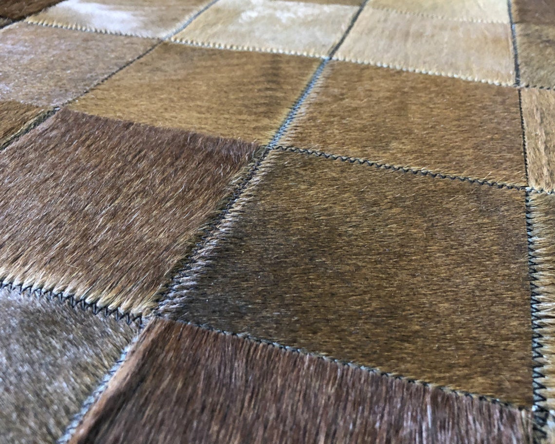HANDMADE 100% Natural COWHIDE RUG | Patchwork Cowhide Area Rug | Real Cowhide Hallway Runner | Hair on Leather Cowhide Carpet | PR75