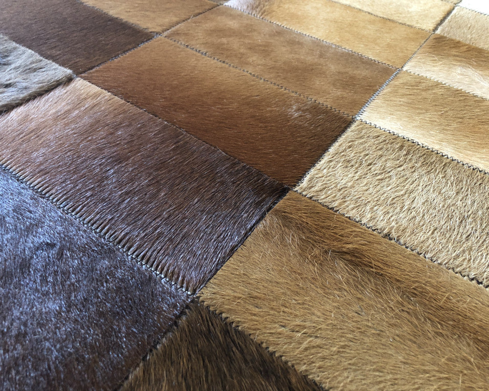 HANDMADE 100% Natural COWHIDE Leather RUG | Patchwork Cowhide Area Rug | Real Cowhide Hallway Runner | Hair on Leather Carpet | PR176