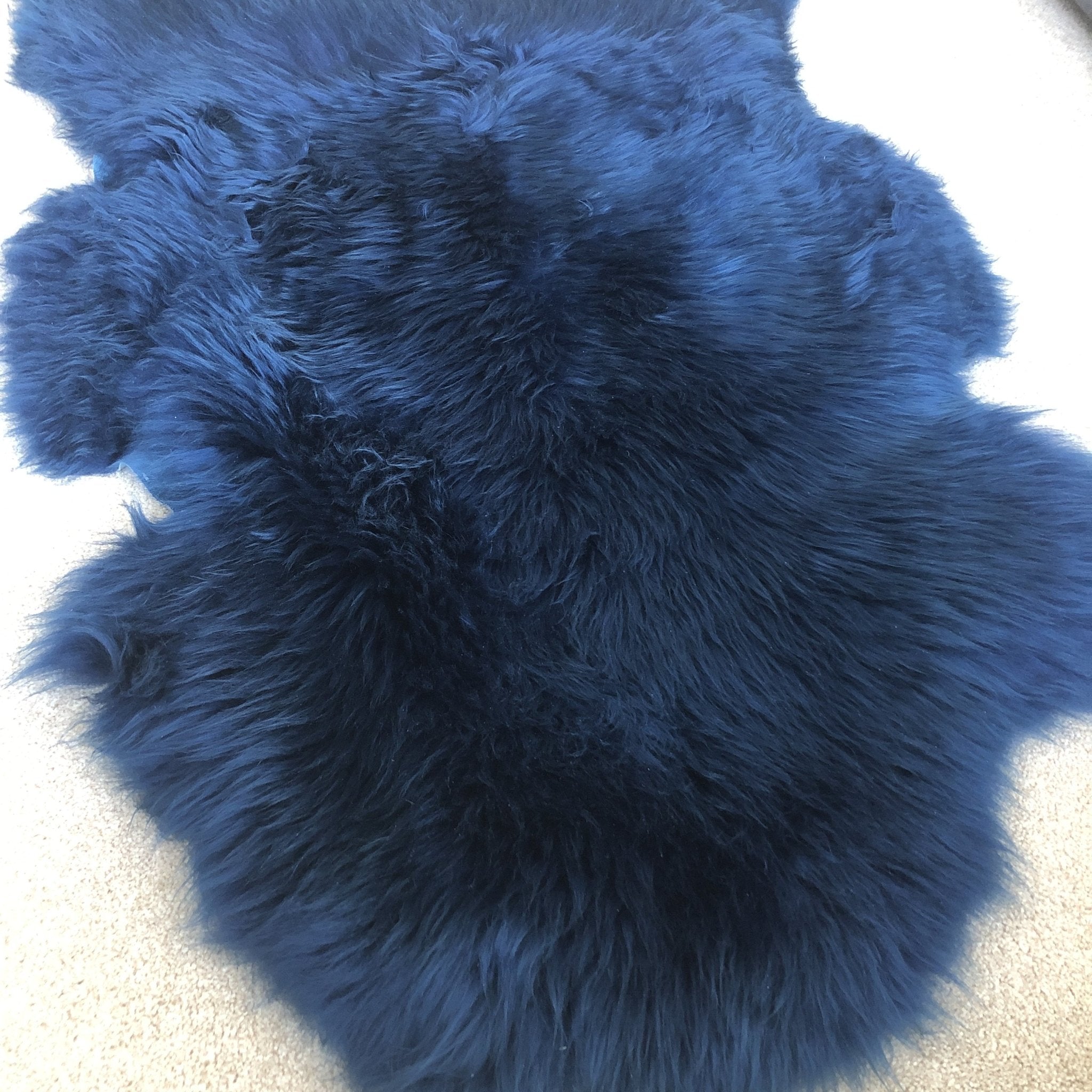 Genuine Australian NAVY BLUE SHEEPSKIN Rug 100% Natural Real Sheepskin Fur Area Rug (3 x 2 ft. approx.)