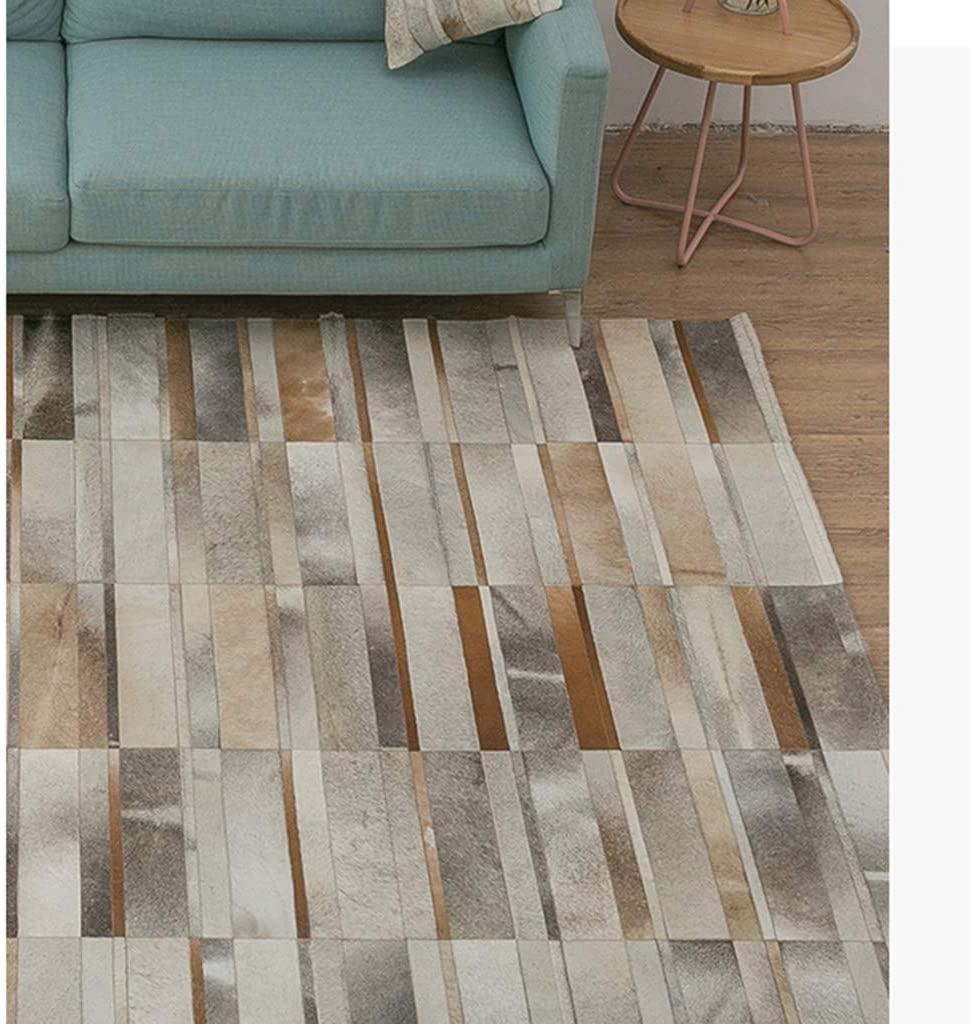 HANDMADE 100% Natural COWHIDE RUG | Genuine Leather Patchwork Carpet for Luxurious Living | PR177