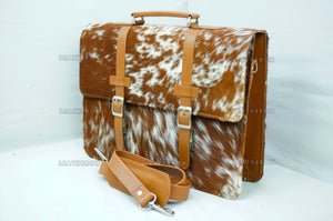 Cowhide Leather Office Bag Natural Cowhide Laptop Bag Hair On Leather Briefcase Real Cowhide Documents Bag Cowhide File Bag | OB12